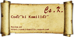 Csáki Kamilló névjegykártya